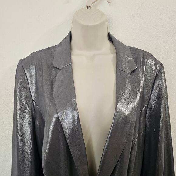 MAEVE ANTHRO Zada Metallic Blazer Silver Size 14 - Picture 9 of 13